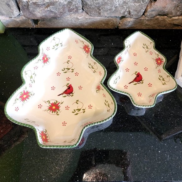 NEW Temp-tations 2 pc Poinsettia & Cardinal Nesting Bakeware FREE Shipping!! - Picture 1 of 4